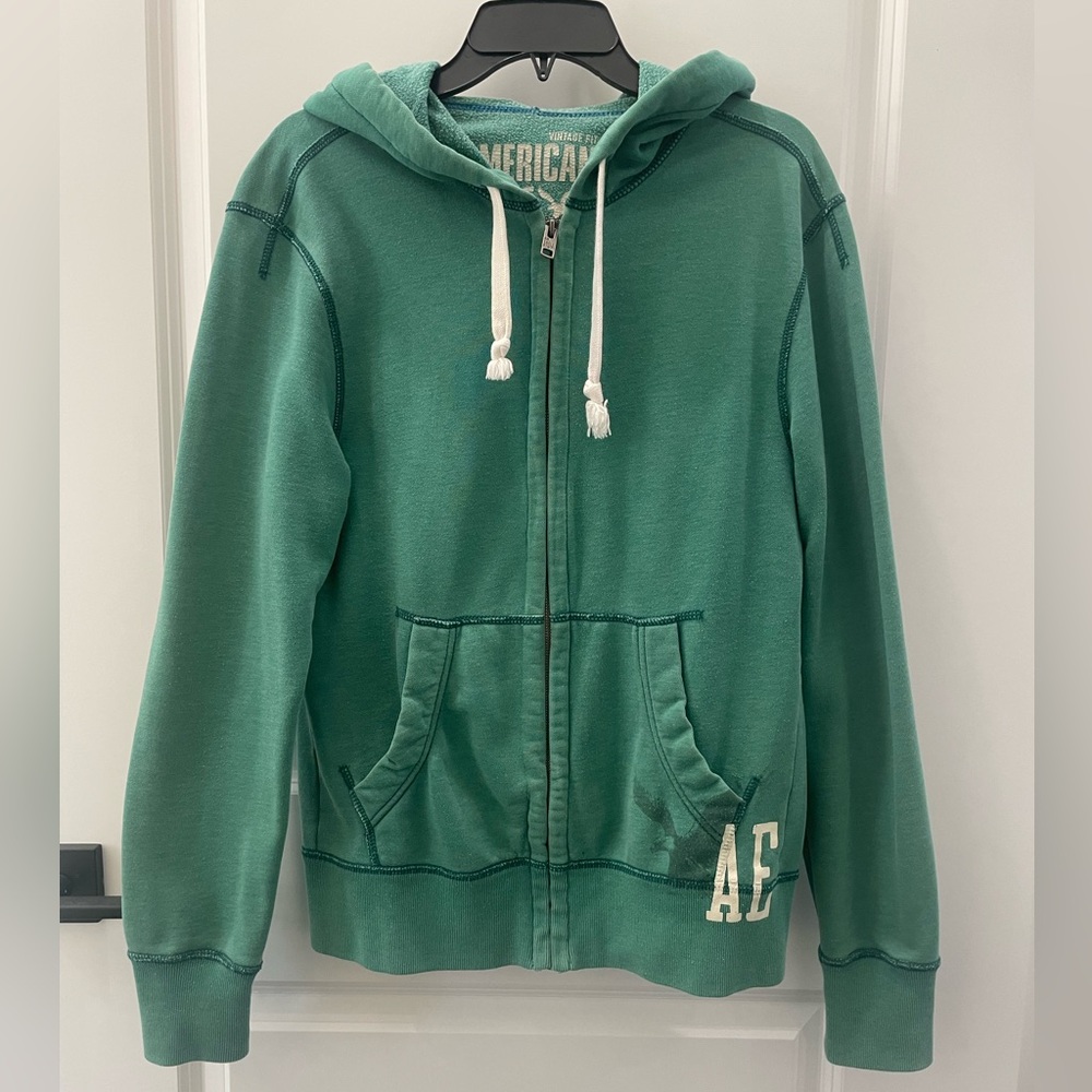 American Eagle Outfitters Adult Green Zip-Up Hoodie